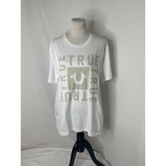 True Religion Men's Shirt White Short Sleeve Horseshoe Logo Crewneck Size XL - Picture 2 of 8